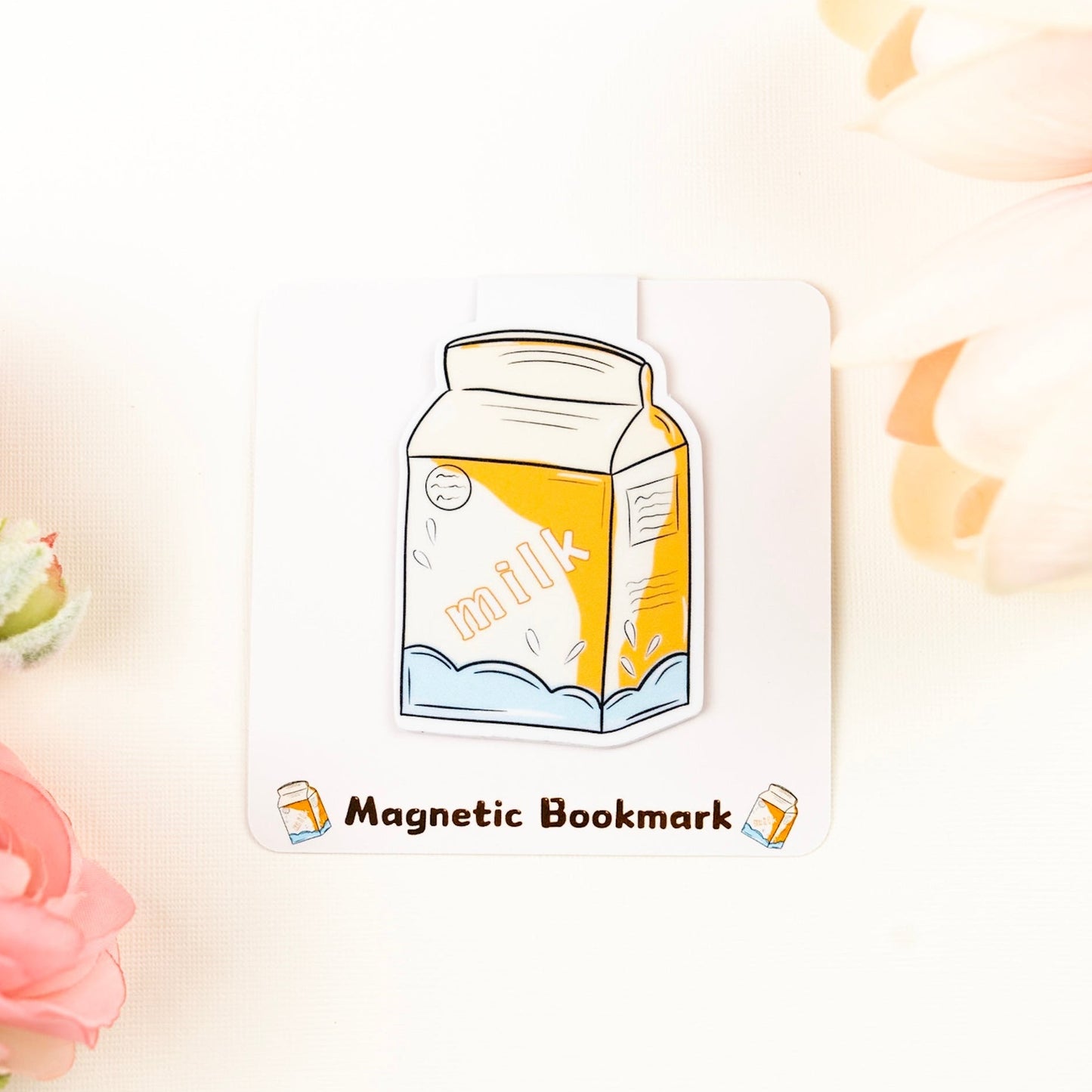 Milk-themed magnetic bookmark