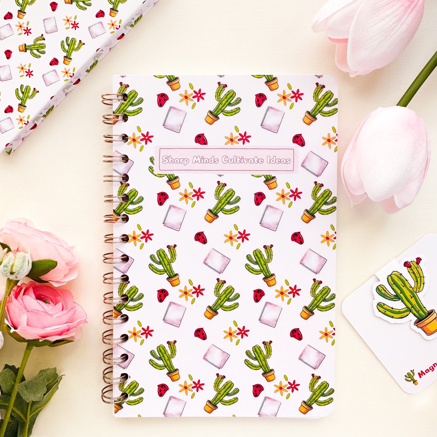 Cactus-themed spiral bound notebook