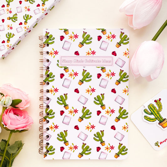 Cactus-themed spiral bound notebook