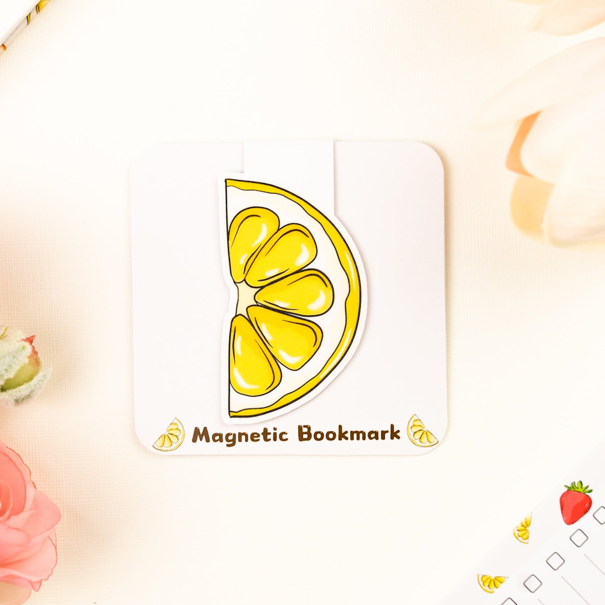 Lemon themed magnitic bookmark