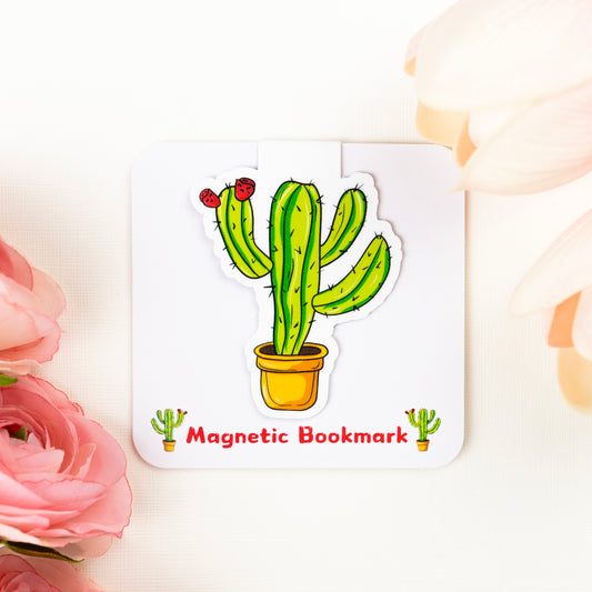 Cactus-themed magnetic bookmark