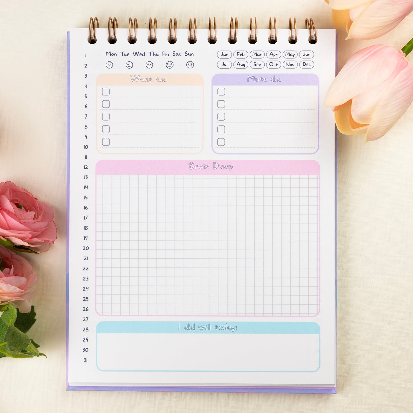 100 days brain dump planner page